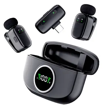 The Verbex K21 Dual Microphone is a wireless mini microphone for live streaming, recording, and interviews. It features noise reduction and an all-in-one button-style design, compatible with Type-C interface.