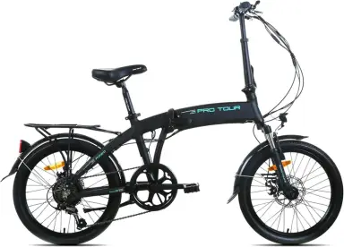 Protour Klapprad für Erwachsene E-Bike 20 Zoll 7-Gang Shimano Aluminiumrahmen Hell Schwarz