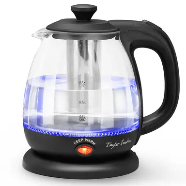 Taylor Swoden UK Electric kettle Glass&Plastic 2200W 1.0L With insulated tea filter Black