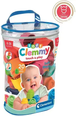 Clementoni Clemmy zachte baby blokset - 20 stuks, zachte kleur
