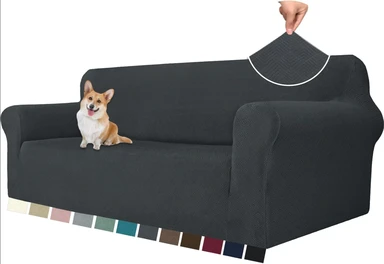 YSTYLE Stretch-Sofabezug, Couchbezug für Couch und Sofa, Möbelschutzbezug für Sofa mit elastischem Boden, 4-Sitzer, XLX, Dunkelgrau