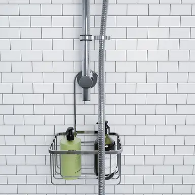Croydex Shower Riser Rail Hook Over Caddy - Chrome