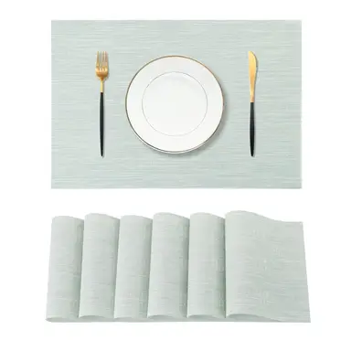 Mint Cream Placemats，Heat Resistant Non-Slip Place mats for Dining Table, Washable Durable PVC Vinyl Woven Table Mats,6pcs