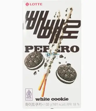 LOTTE | Pepero - Bâtonnets de cookie blancs Halal 32 g