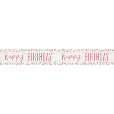 Unique Party Confetti Rose Gold Foil Banner, 2.74m