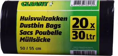 Cleany vuilniszakken - 30 L - 20 stuks op rol