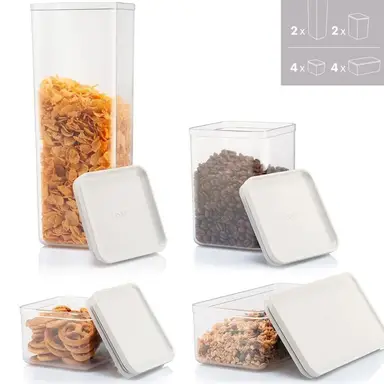 Bodum CANTEEN Set of 12 Storage Jars - White Lid