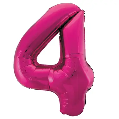 Unique Party Giant Number 4 Balloon, Pink, 86cm