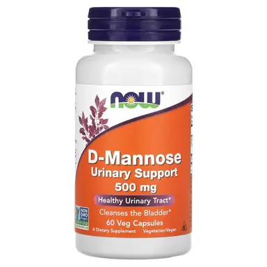 NOW Foods D Mannose Urinary Health 500mg Daily Wellness Support Capsules - 60 Vegan Capsules