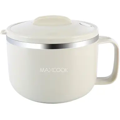 Maxcook 304 Stanless Steel Ramen Bowl - met deksel & gat voor mobiele telefoon - 1.2 L - Grijs
