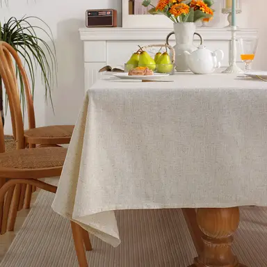 Tablecloth 55*90 Inch，Light Natural Table Cloth for Rectangular Tables , Machine Washable Cloth Tablecloth for Fall, Autumn