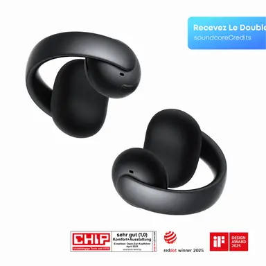 Écouteurs Sans Fil Soundcore Aeroclip True Wireless Stereo (TWS) pour Appels/Musique/Sport/Usage Quotidien Bluetooth Noir