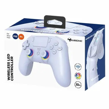 SUBSONIC Manette PS5 sans fil avec LED - Blanc