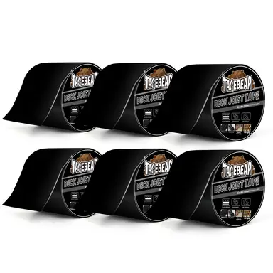 TAPEBEAR Liggerspantape voor terras 4 inch x 16 voet, Liggerspantape Butyl Afdichtingtape Waterdicht Weerbestendig Flitsende Tape Anticorrosie voor RV-dak, Houten terrassen balken rand, 6 rollen