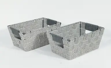 KEVAHOME SET OF 2 COTTON STRAP SMALL BASKETS-GREY 10x7x4.5''H