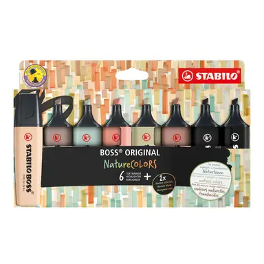 STABILO BOSS ORIGINAL NatureCOLORS - Highlighter - Pack of 8 - Assorted Colours