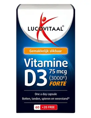 Lucovitaal Vitamine D3 75 µg 70 stuks 3000 IE 80 capsules
