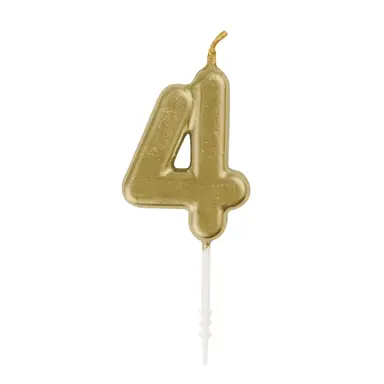 Unique Party Mini Number 4 Pick Candle, Gold
