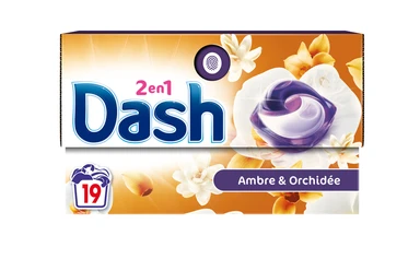 DASH Tablettes 2-en-1 Ambre et Orchidée, 19 doses
