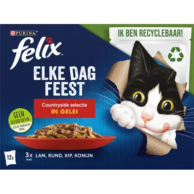 Felix Multibox Elke dag feest Countryside selectie natvoer lam, rund & kip 12 x 85 g