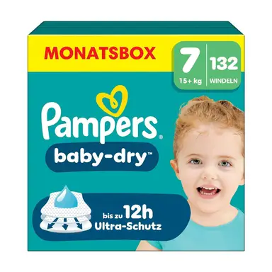 Pampers Baby Dry Größe 7 Extra Large 15+kg Monatsbox 132 Stück