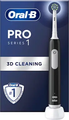 Oral-B Pro 1 Adult Electric Toothbrush, With 3D Cleaning, 1 Toothbrush Head, Gum Pressure Control, 2 Pin UK Plug, Black