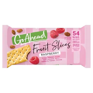 Go Ahead Raspberry Crispy Fruit Slices Snack Bars 174g