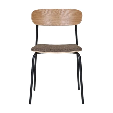 HOUSE NORDIC Chaise de salle à manger avec dossier en bois d'érable et pieds noirs - Marron