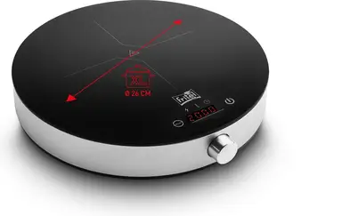 FRITEL Inductiekookplaat IP 1266 - 1 Kookzone - 2000W - Ø 26 cm XL Kookzone - 10 Vermogensniveaus - Touchscreen - Rond + Timer