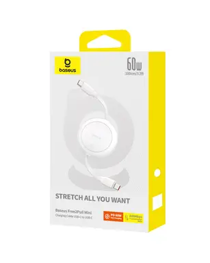 Baseus Free2Pull Mini Charging Cable USB-C to USB-C 60W 1m Moon White