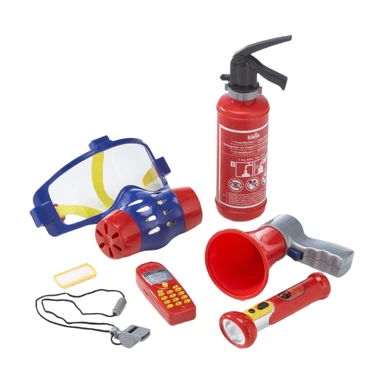 Theo Klein 8950 PRO - Firefighter Set with Mask, 7-piece | Includes Helmet, Gloves, Megaphone, Breathing Mask and More | Battery-operated Phone and Flashlight | Toy for Children from 3 Years