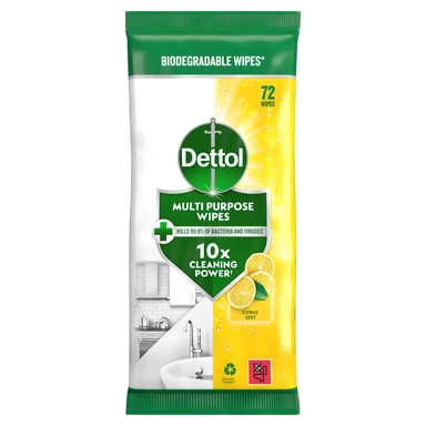 Dettol Anti-Bacterial Cleansing Surface Wipes Citrus Large 72 Pack