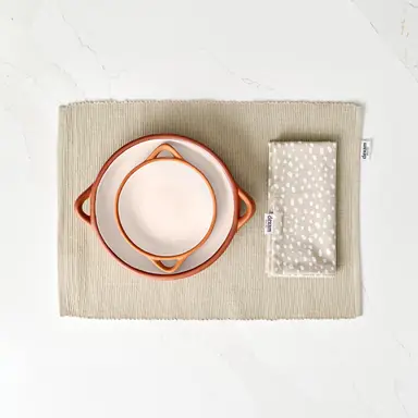 Dexam Placemat & Napkin Set Sintra Spotted 100% Cotton Stone