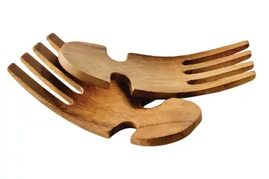 Maison by Premier Curved Shape Acacia Salad Hand Servers, Handcrafted Salad Servers, Rounded Handle Set of 2 Salad Mixers