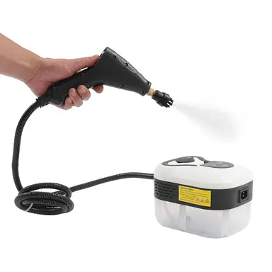 Steam Cleaning Machine 1500W, 3 Bar Pressure, 208°F High-Temperature Steam, 6 Adjustable Steam Levels, with 3 Brushes & Extension Rod, for Kitchen Home Car – 1.2L Tank White+Black