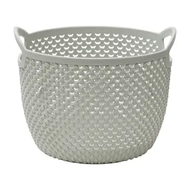 JVL Droplette Design Plastic Round Storage Basket - 3.3L, Ice Grey