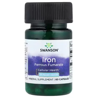 Swanson Iron Ferrous Fumarate Iron Health 18mg Energy Support Capsules - 60 Capsules