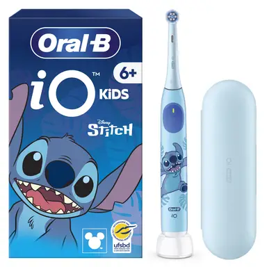 Oral-B iO Kids Stitch 6ans+ Brosse à Dents Électrique pour Enfants – Protection Gencives avec Capteur de Pression Intelligent, 3 Modes dont 1 Super Doux, Minuteur Musical, Inclus 1 Brossette