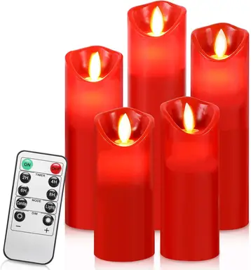 Yakimz LED Candle Light Set 5-Piece Red Dimmable with Remote Control