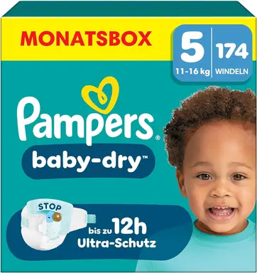 Pampers Baby Dry Größe 5 Junior 11-16kg Monatsbox 174 Stück