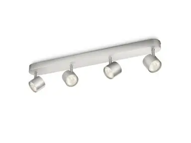 Philips Ceiling/Wall Spotlights Bar Star 4 x Warm White 22W Brushed Aluminium