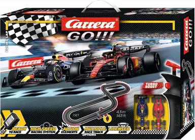 Carrera GO!!! Vliegende ronde racecircuit - Max Verstappen vs. Carlos Sainz, 4,3 m