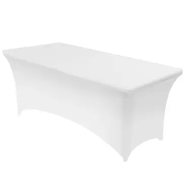 Spandex Table Cloth 1pc [6FT] Tight, Fitted, Washable and Wrinkle Resistant Stretch Rectangular Patio Table Cover for Event, Wedding, Banquet & Parties [183Lx76Wx76H] cm,White