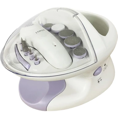 Haepi Iris : Ensemble manucure pédicure avec lime à ongles électrique, kit d'embouts, bain moussant et fonction de séchage intégrée