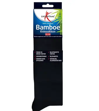 Lucovitaal Kniekous Bamboe Maat 43–46 Zwart