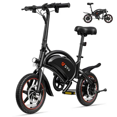 DYU D3S Elektrisches Fahrrad für Erwachsene, 250 W Motor, City-E-Bike, 36 V 10 Ah Akku, 14 Zoll Reifen, Mini-Falt-E-Bike – Schwarz