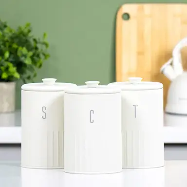 BLACKMOOR 3pc Tea, Coffee & Sugar Canister Set - Ivory