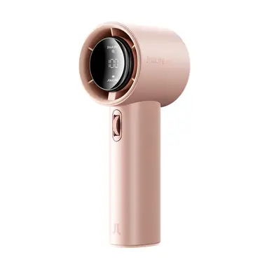 JISULIFE Turbo Handheld Fan Pro1, Mini Fan Adjustable Speed (1-100), Rechargeable 3600 mAh Battery, Digital Display, Portable-Pink