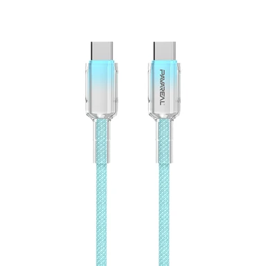 Câble de Données PAVAREAL USB-C vers USB-C en Alliage de Zinc 100W Compatible Universel Bleu Charge Ultra Rapide
