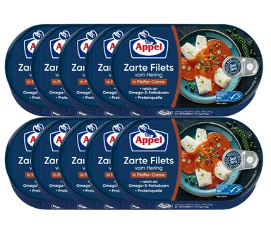 Appel MSC zarte Heringsfilets Pfeffer-Creme  200 g X 10
